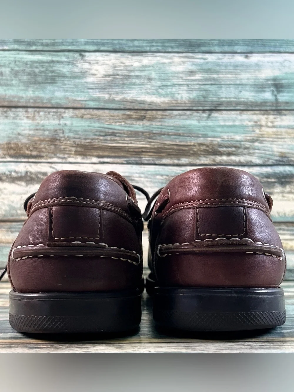 DUXBAK Decked Boat Shoe 10.5 Vintage Moc Toe Loafers Casual Shoes Brown Leather